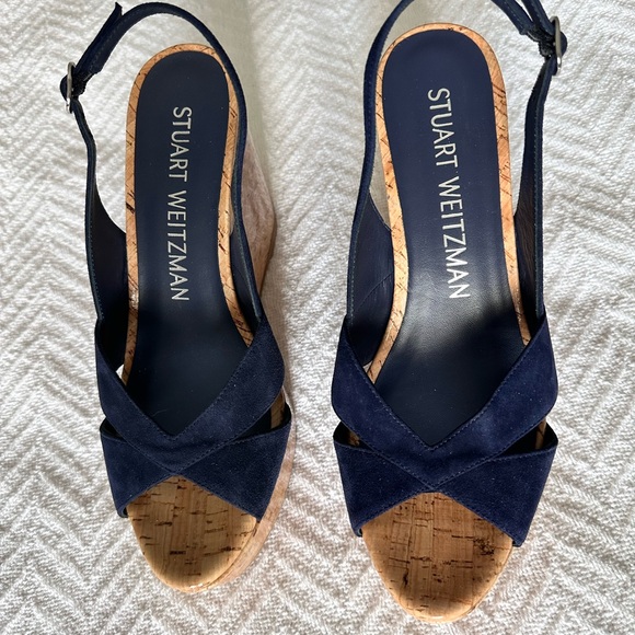 Stuart Weitzman Dark Blue Slingback Sandals - Picture 4 of 4